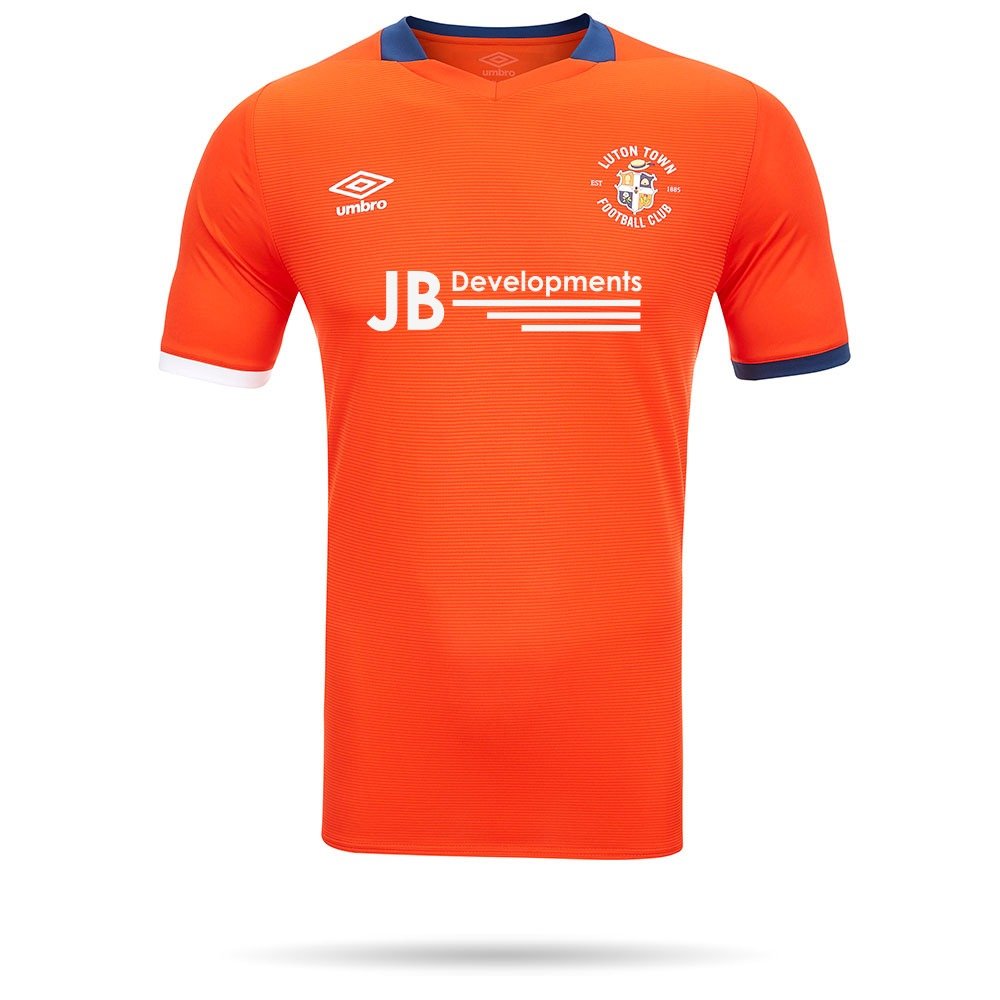 Luton Town Home 2020/2021 Football Shirt Manufactured By Umbro. The Club Plays Football In The Championship.