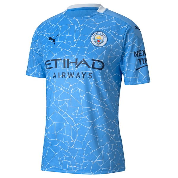Manchester City 2020/2021 Home Football Shirt Manufactured By Puma. The Club Plays Football In England.