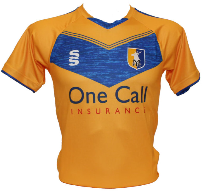 Mansfield Town Home 2020/2021 Football Shirt Manufactured By Surridge. The Club Plays Football In England.