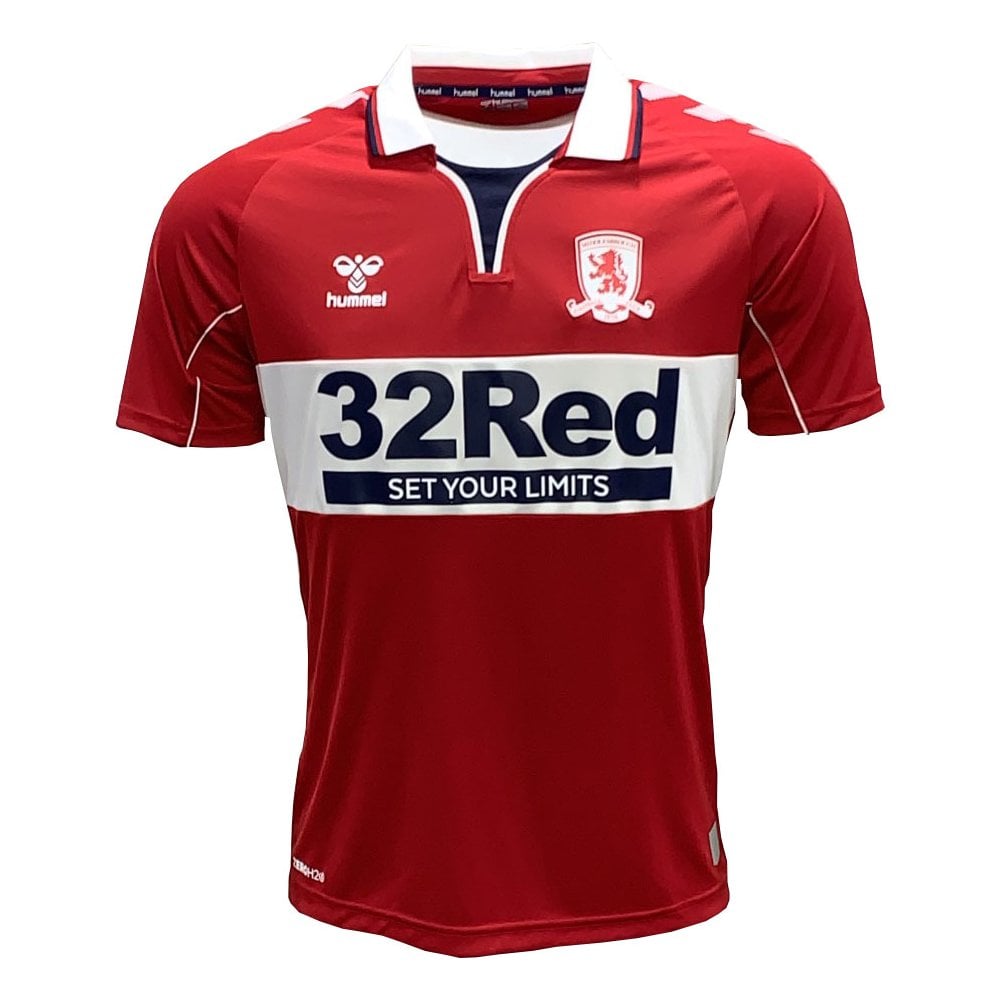 Middlesbrough Home 2020/2021 Football Shirt Manufactured By Hummel. The Club Plays Football In The Championship.