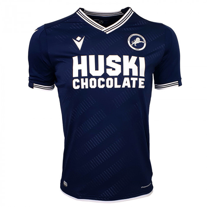 Millwall Home 2020/2021 Football Shirt Manufactured By Macron. The Club Plays Football In The Championship.