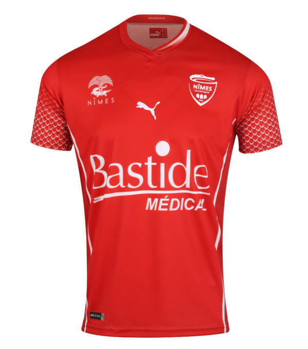 Nîmes​​​​​​ Home 2020/2021 Football Shirt Manufactured By Puma. The Club Plays Football In France.