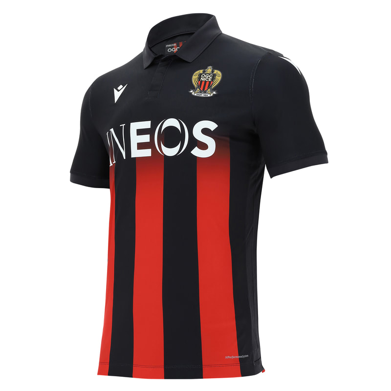 Nice​​​​​​ Home 2020/2021 Football Shirt Manufactured By Macron. The Club Plays Football In France.