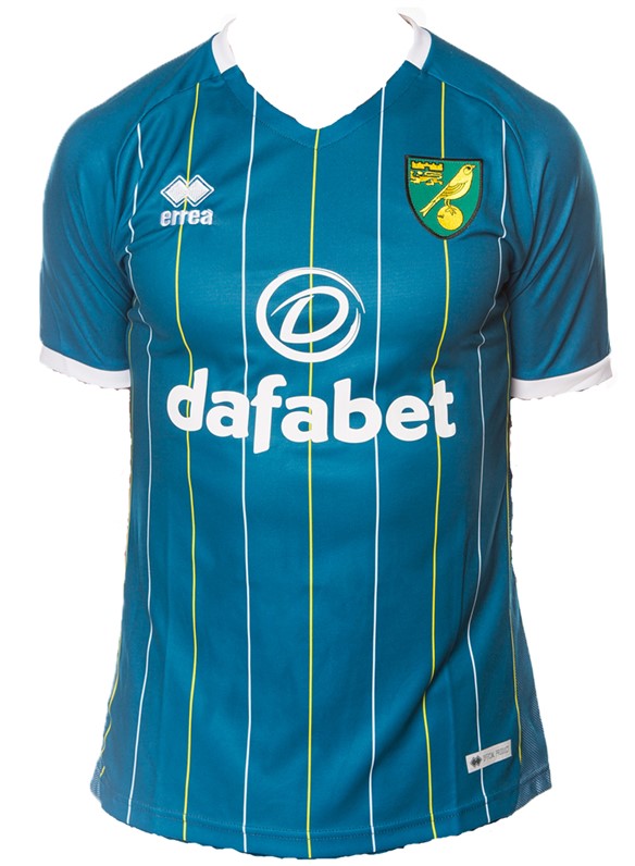 Norwich 2020/2021 Away Football Shirt Manufactured By Errea. The Club Plays Football In England.