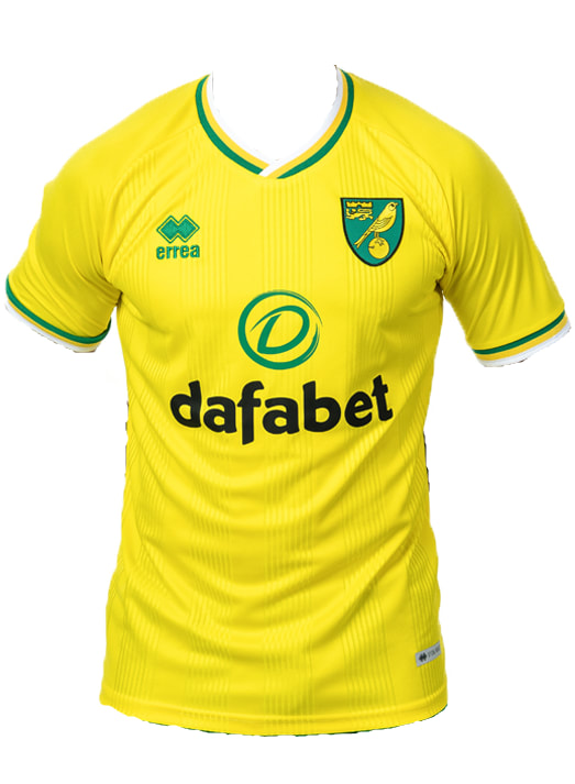 Norwich 2020/2021 Home Football Shirt Manufactured By Errea. The Club Plays Football In England.