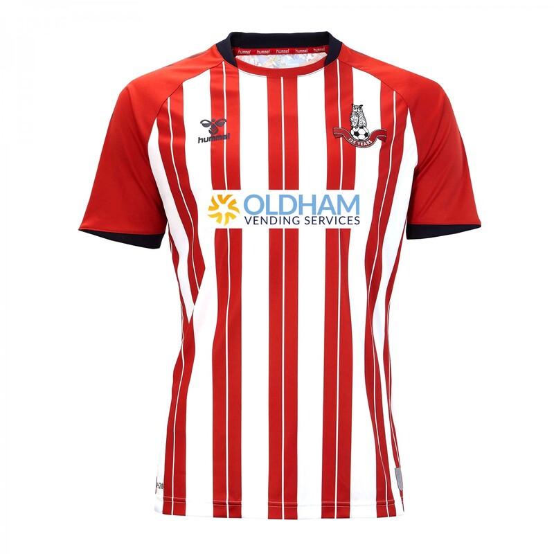 Oldham Athletic Away 2020/2021 Football Shirt Manufactured By Hummel. The Club Plays Football In England.