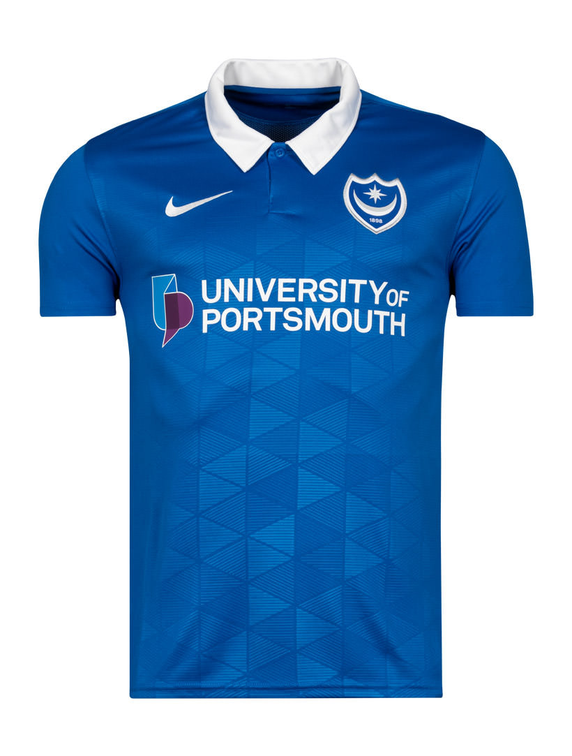 Portsmouth Home 2020/2021 Football Shirt Manufactured By Nike. The Club Plays Football In League One.