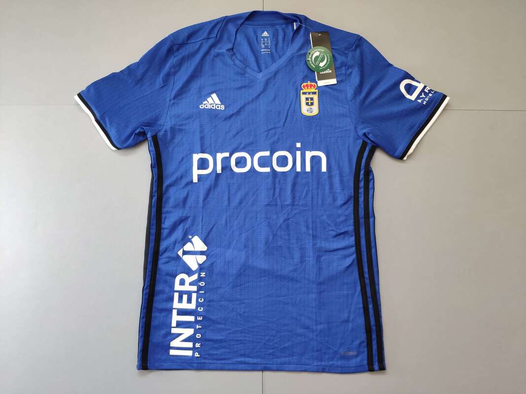 Real Oviedo Home 2016/2017 Football Shirt Manufactured By Adidas. The Club Plays Football In Spain.