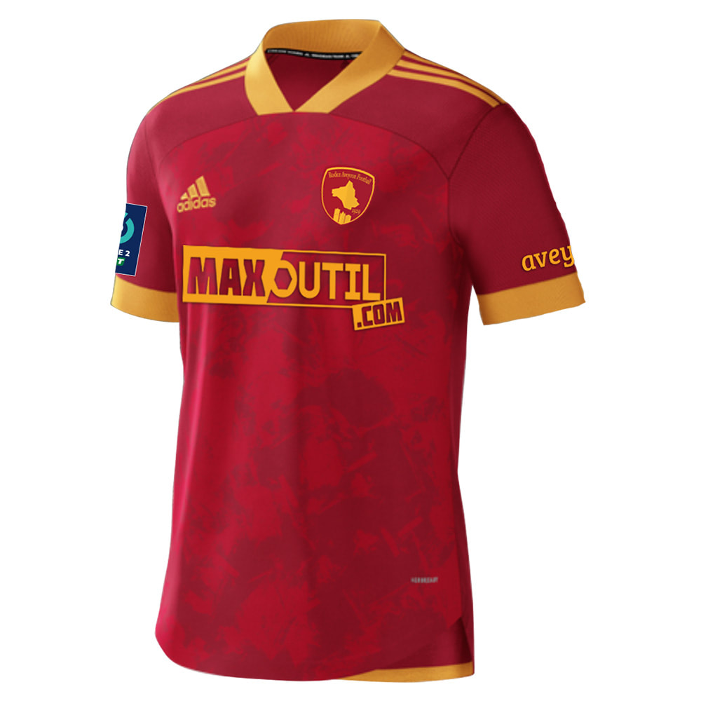 Rodez​​​​ Home 2020/2021 Football Shirt Manufactured By Adidas. The Club Plays Football In France.