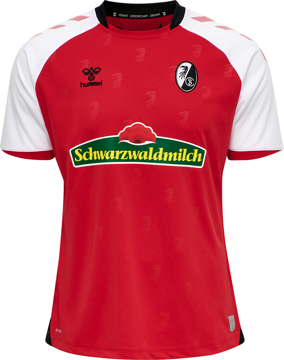 SC Freiburg Home 2020/2021 Football Shirt Manufactured By Hummel. The Club Plays Football In Germany.