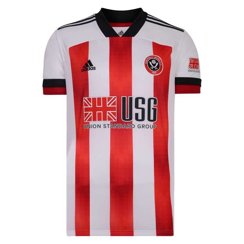 Sheffield United 2020/2021 Home Football Shirt Manufactured By Adidas. The Club Plays Football In England.