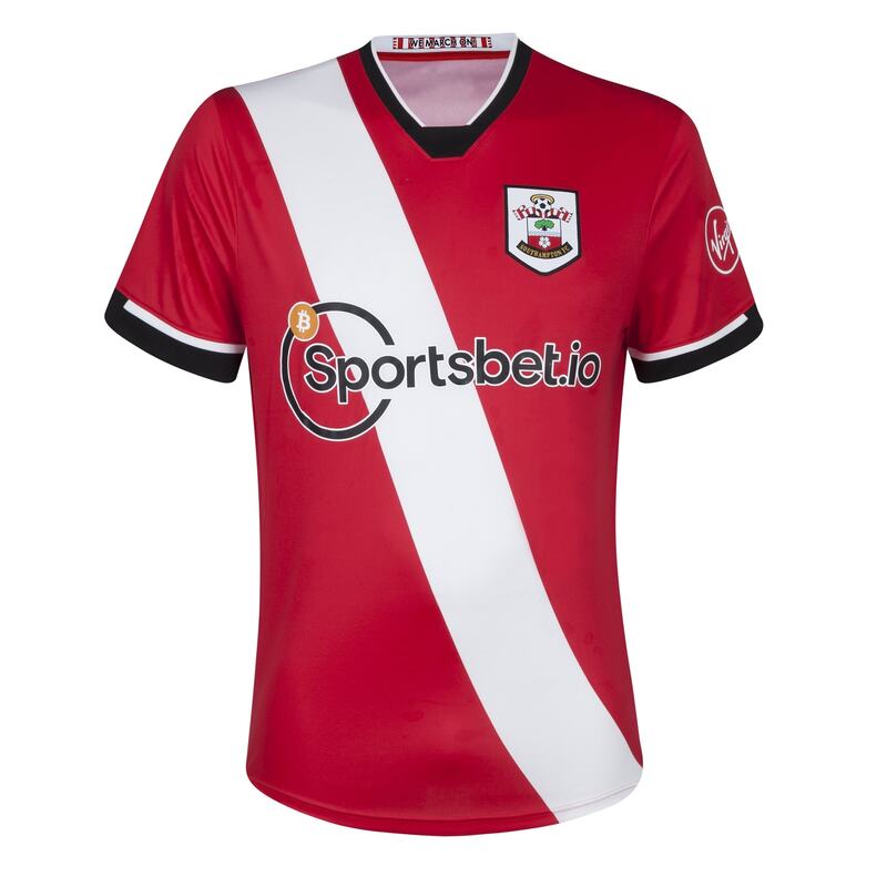 Southampton 2020/2021 Home Football Shirt Manufactured By Under Armour. The Club Plays Football In England.