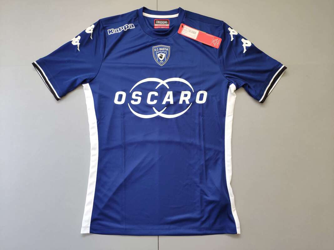 SC Bastia Home 2017/2018 Football Shirt Manufactured By Kappa. The Club Plays Football In France.