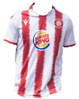 Stevenage Home 2020/2021 Football Shirt Manufactured By Macron. The Club Plays Football In England.
