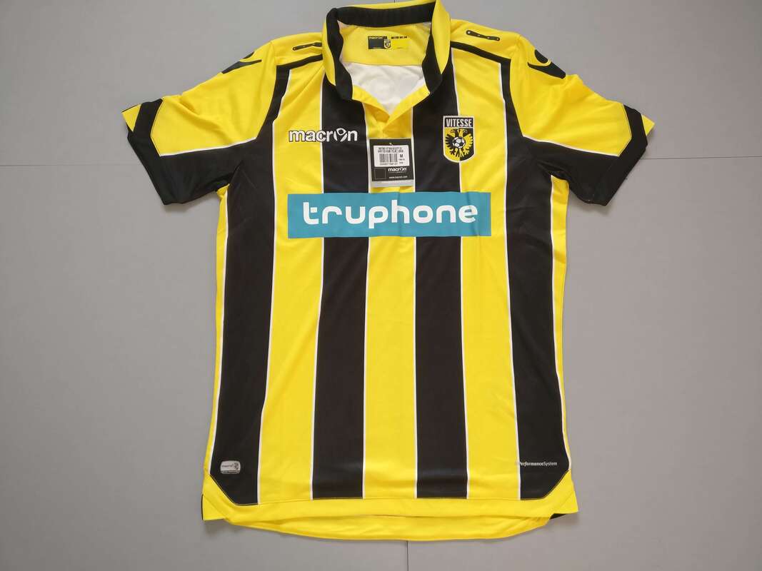 SBV Vitesse Home 2016/2017 Football Shirt Manufactured By Macron. The Club Plays Football In The Netherlands.