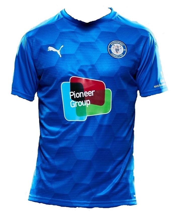 Stockport County Home 2020/2021 Football Shirt Manufactured By Puma. The Club Plays Football In England.