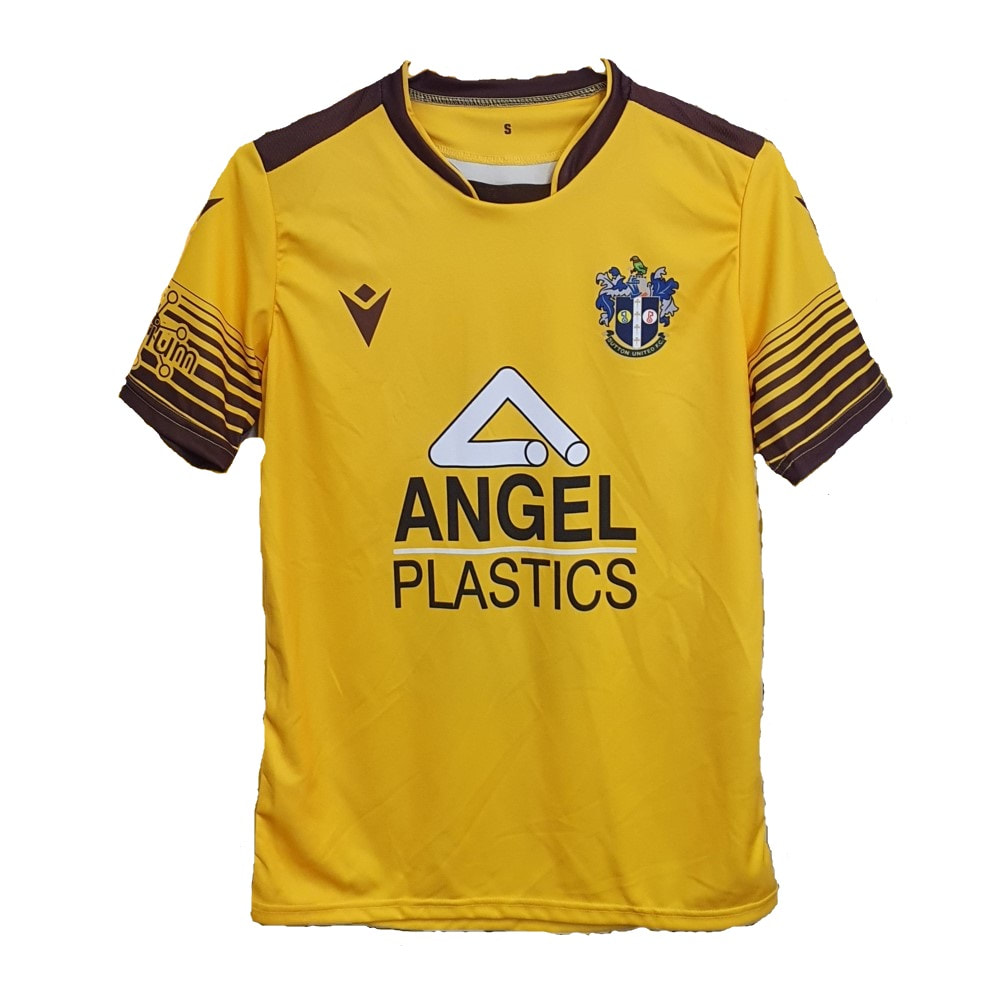 Sutton United Home 2020/2021 Football Shirt Manufactured By Macron. The Club Plays Football In England.