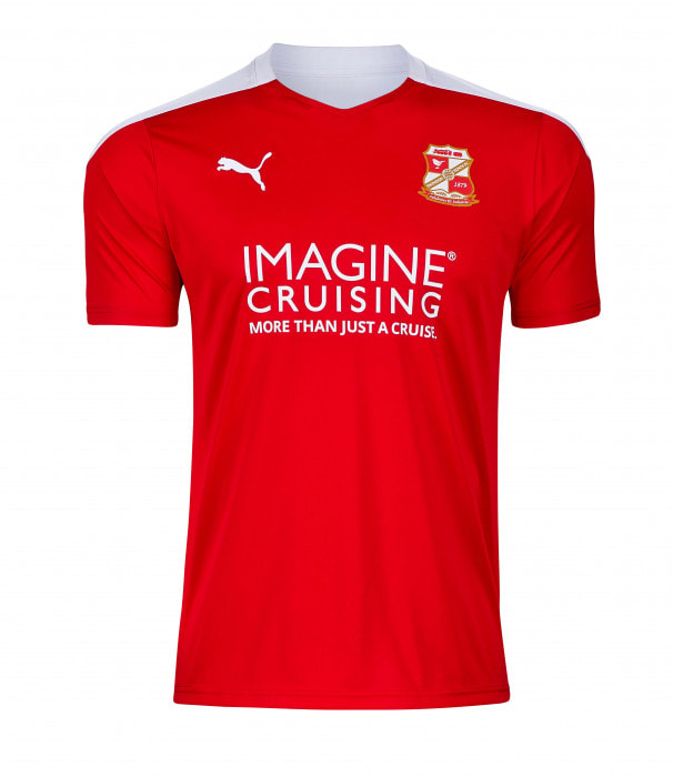 Swindon Town Home 2020/2021 Football Shirt Manufactured By Puma. The Club Plays Football In England.