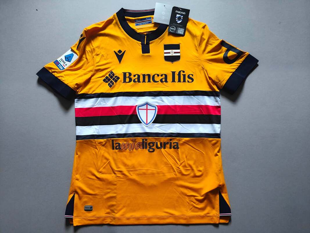 U.C. Sampdoria Third 2022/2023 Football Shirt Manufactured By Macron. The Club Plays Football In Italy.