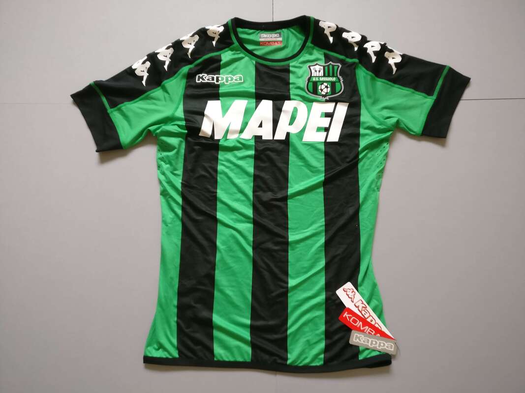 U.S. Sassuolo Calcio Home 2016/2017 Football Shirt Manufactured By Kappa. The Club Plays Football In Italy.