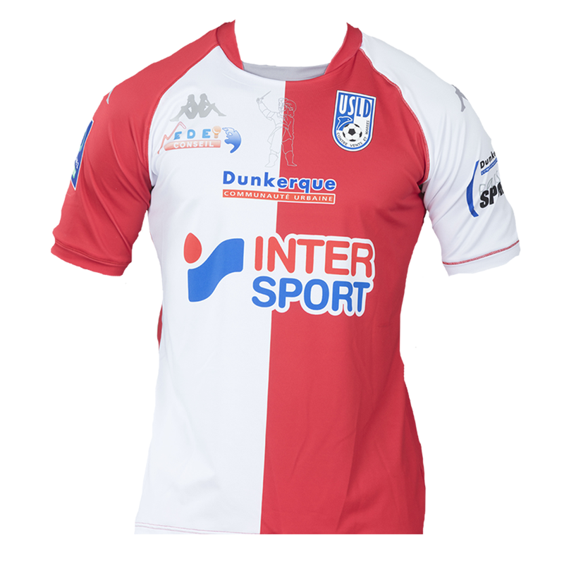 USL Dunkerque​​​​ Away 2020/2021 Football Shirt Manufactured By Kappa. The Club Plays Football In France.