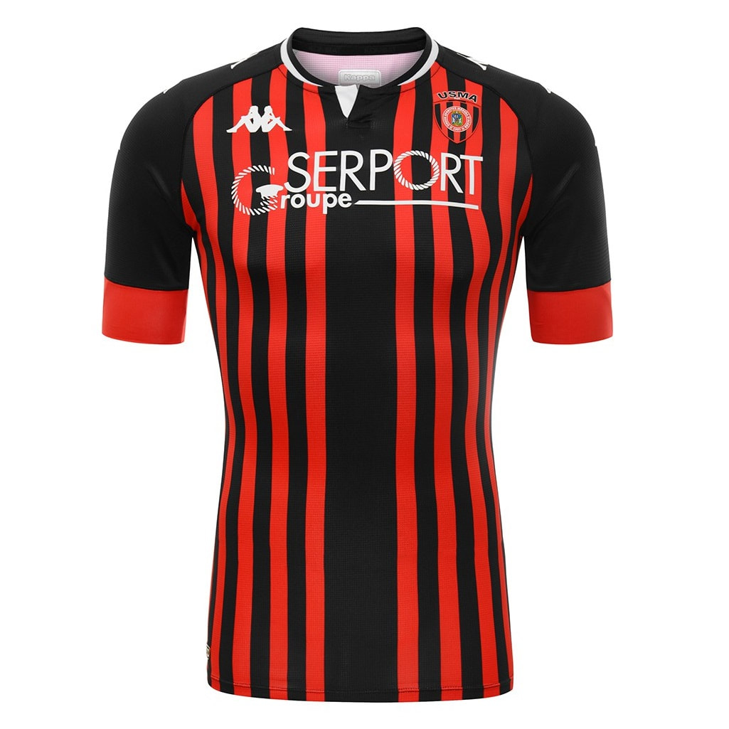 USM Alger Home 2020/2021 Football Shirt Manufactured By Kappa. The Club Plays Football In Algeria.