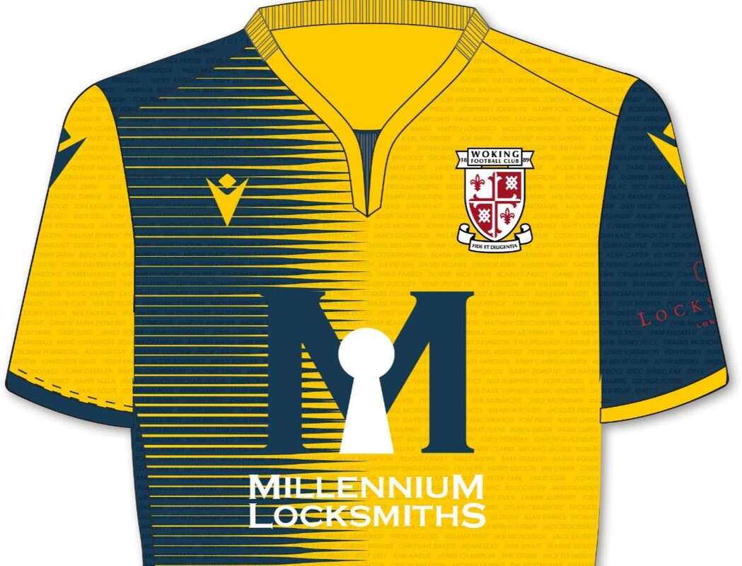 Woking Away 2020/2021 Football Shirt Manufactured By Macron. The Club Plays Football In England.